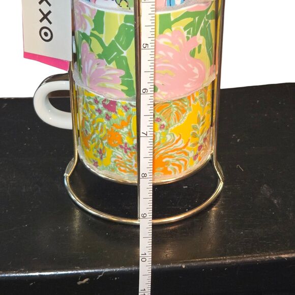 Lilly Pulitzer X Target Four Colorful Stacking Espresso Coffee Cups W/ Caddy NWT - Picture 16 of 16